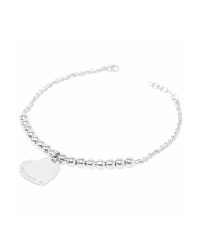Bracciale della collezione Enjoy di Cuorepuro, in argento 925 rodiato con cuore di 1.5 cm. Made in Italy.
