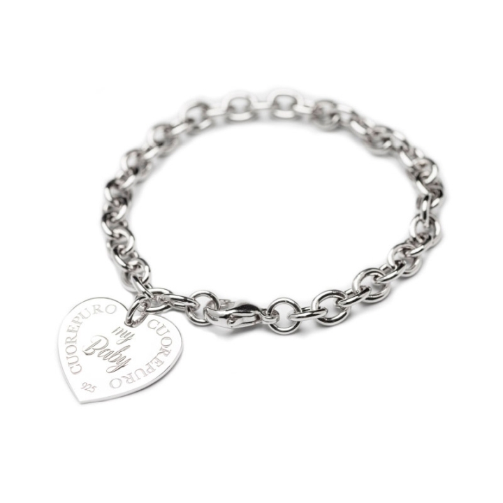 Bracciale rollò cuore con scritta My Baby della collezione Abbracci di Cuorepuro.