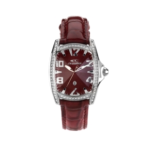 Orologio unisex solo tempo di Chronotech, movimento al quarzo, cassa in acciaio e cinturino in pelle rosso granata.